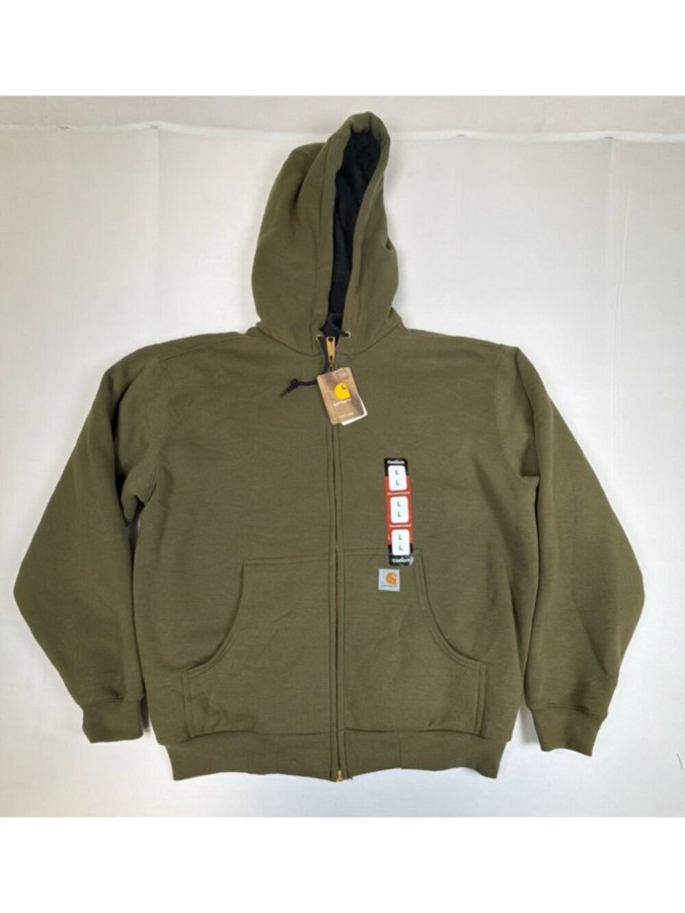 Carhartt Men’s L Army Green J149 Thermal Lined Full Zip Hoodie Jacket NWT
